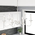 6-Light White Candle Chandelier E53097