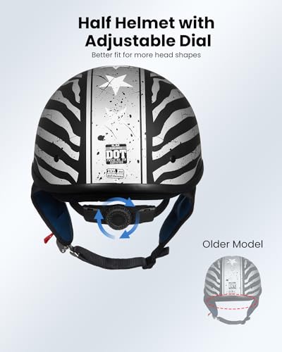 Half Helmet Motorcycle Open Face Sun Visor DOT Approved J2033