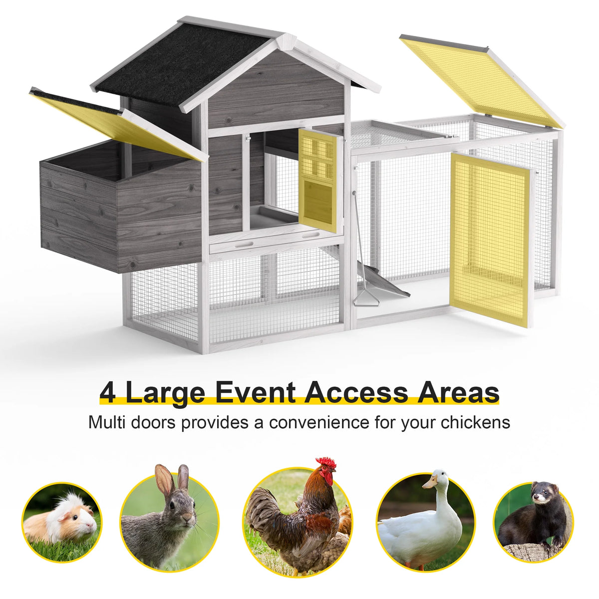 80" 2 Tier Wooden Chicken Coop with Pull Out Tray & Ramp X88543