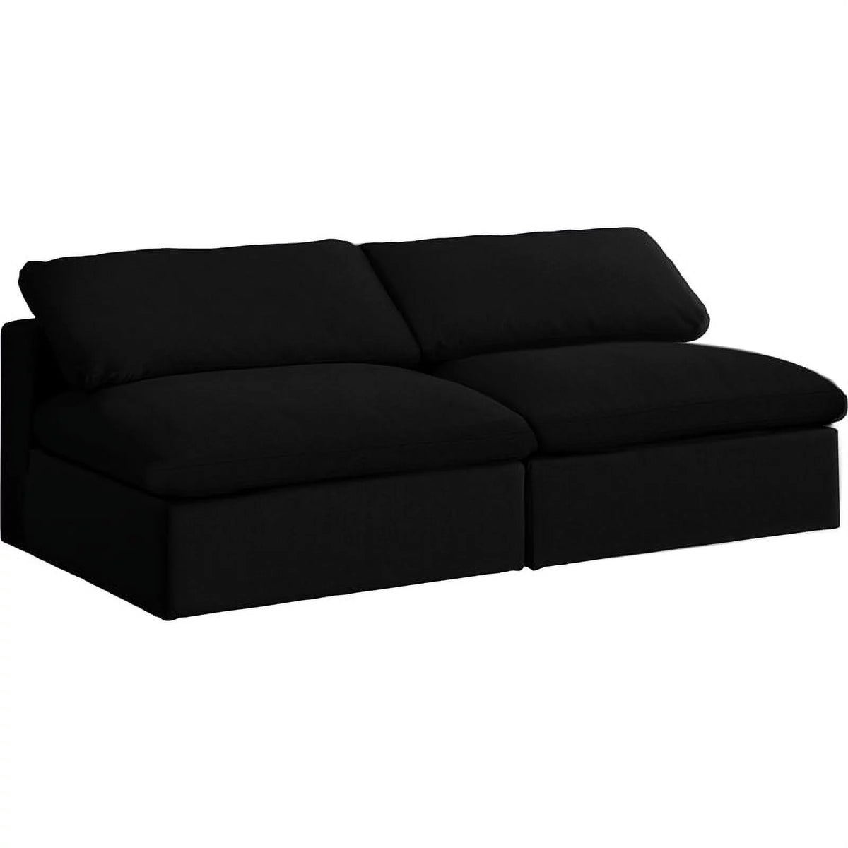 Black Linen Fabric Modular 2 Piece Armless Loveseat F3660