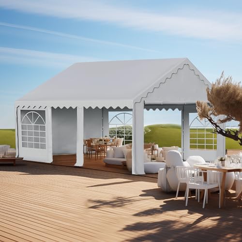 20'x16' Heavy Duty Canopy with Removable Sidewalls & 3 Storage Bags, White I6213