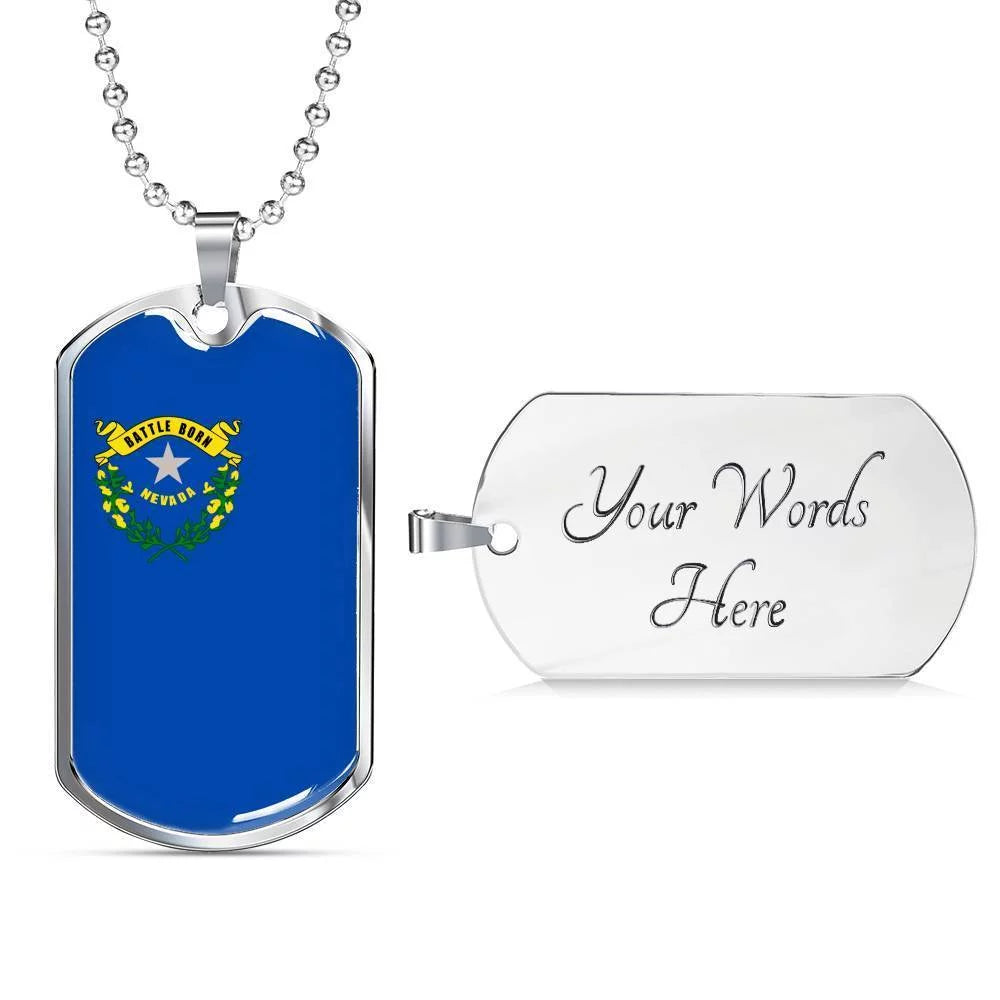 Stainless Steel or 18k Gold Dog Tag Necklace V834
