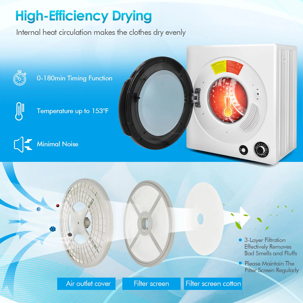 1350W Electric Compact Laundry Dryer 13.2 LBS G9849