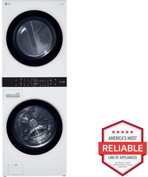 White Front Load Washer & Dryer Stacked Unit N63032