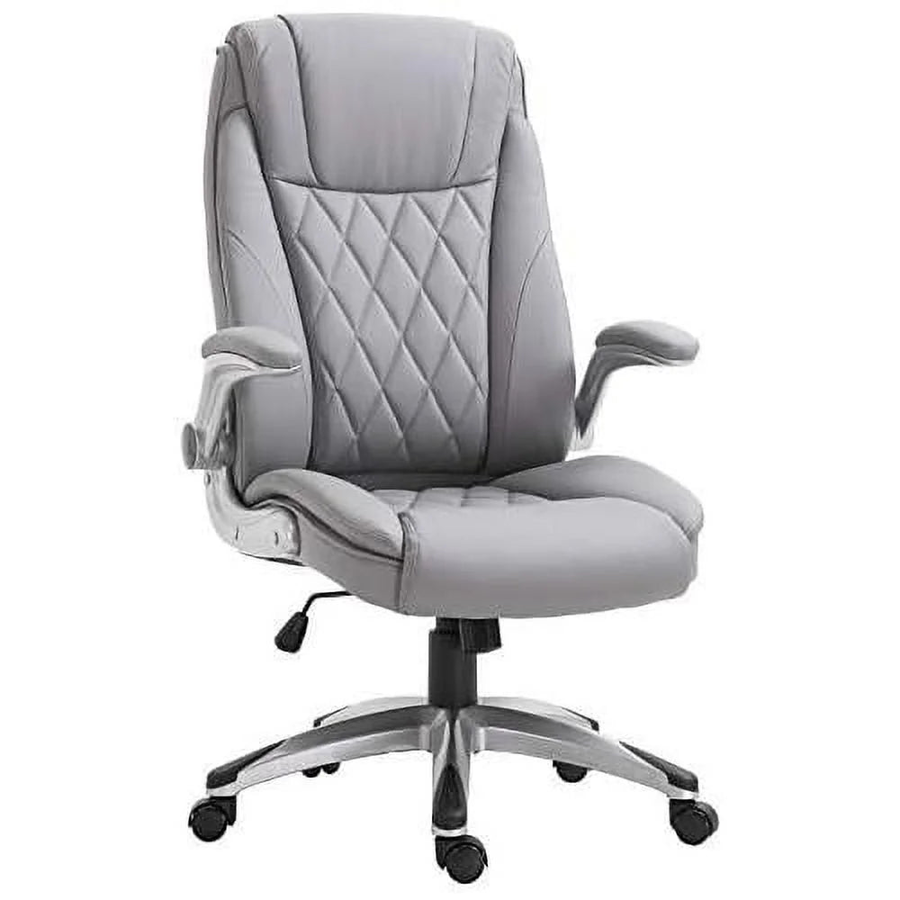 Grey Faux Leather Ergonomic Home Office Chair W7515