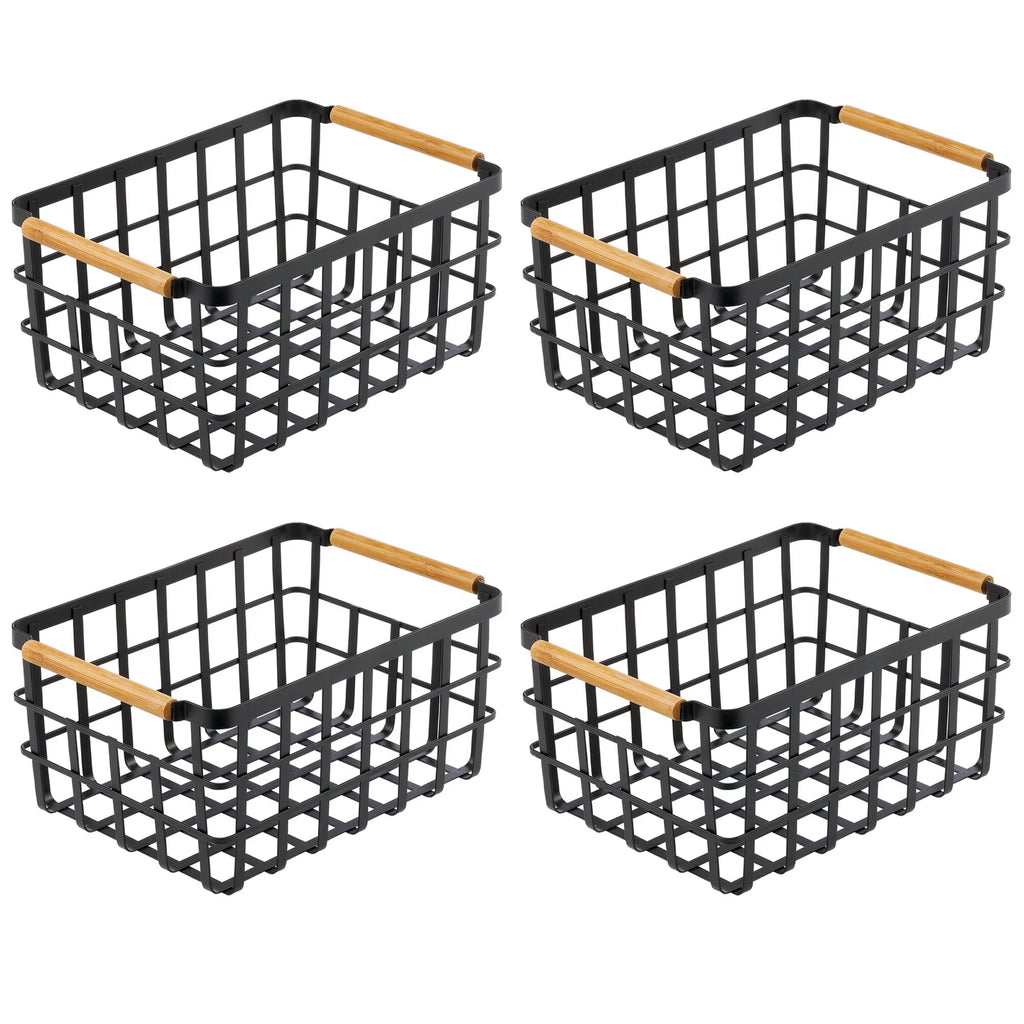 Metal Food Storage Basket 4 Pack Matte Black W729