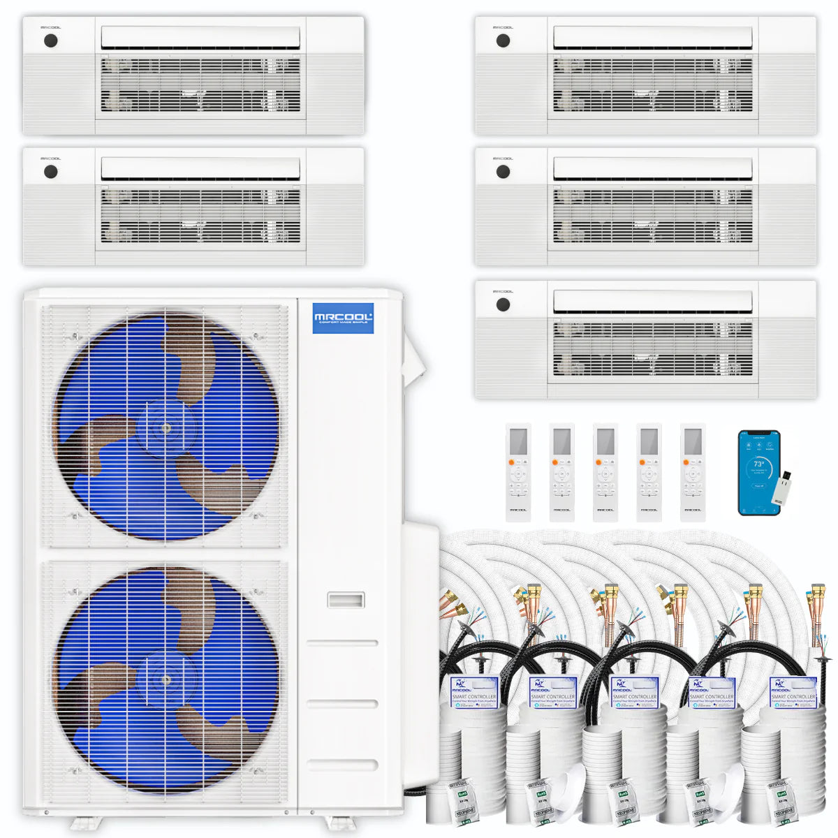 48,000 BTU 5 Zone Ceiling Cassette Ductless Air Conditioner and Heat Pump O18394
