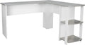 Shaped Desk with Corner Bookshelf & Side Storage Shelves A58580