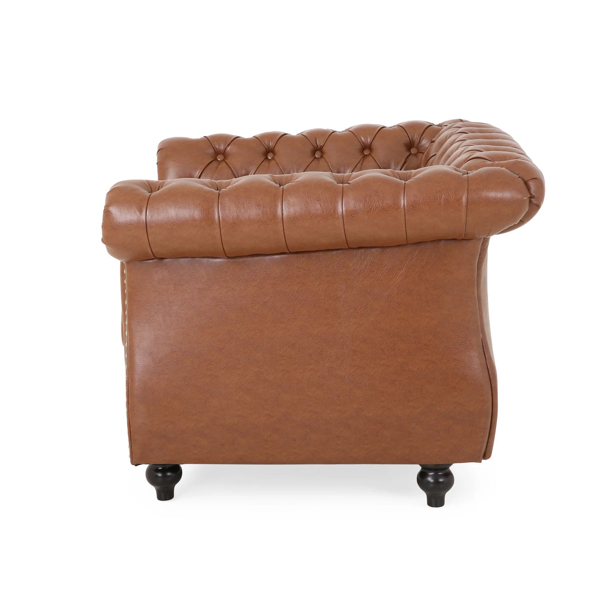 Cognac Brown and Dark Brown Faux Leather Club Chairs, Set of 2 S9231