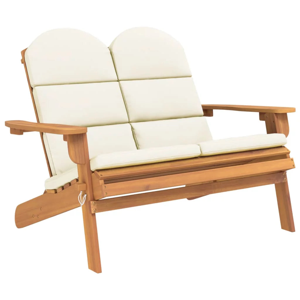 Adirondack Patio Bench with Cushions Solid Wood Acacia V544431