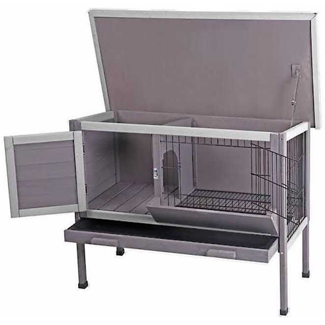 Outdoor Rabbit Hutch with Metal Wire Pan S32854