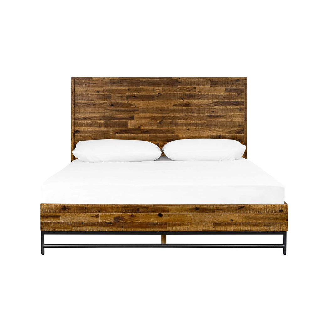 Brown Wooden Low Profile Queen Bed O431881