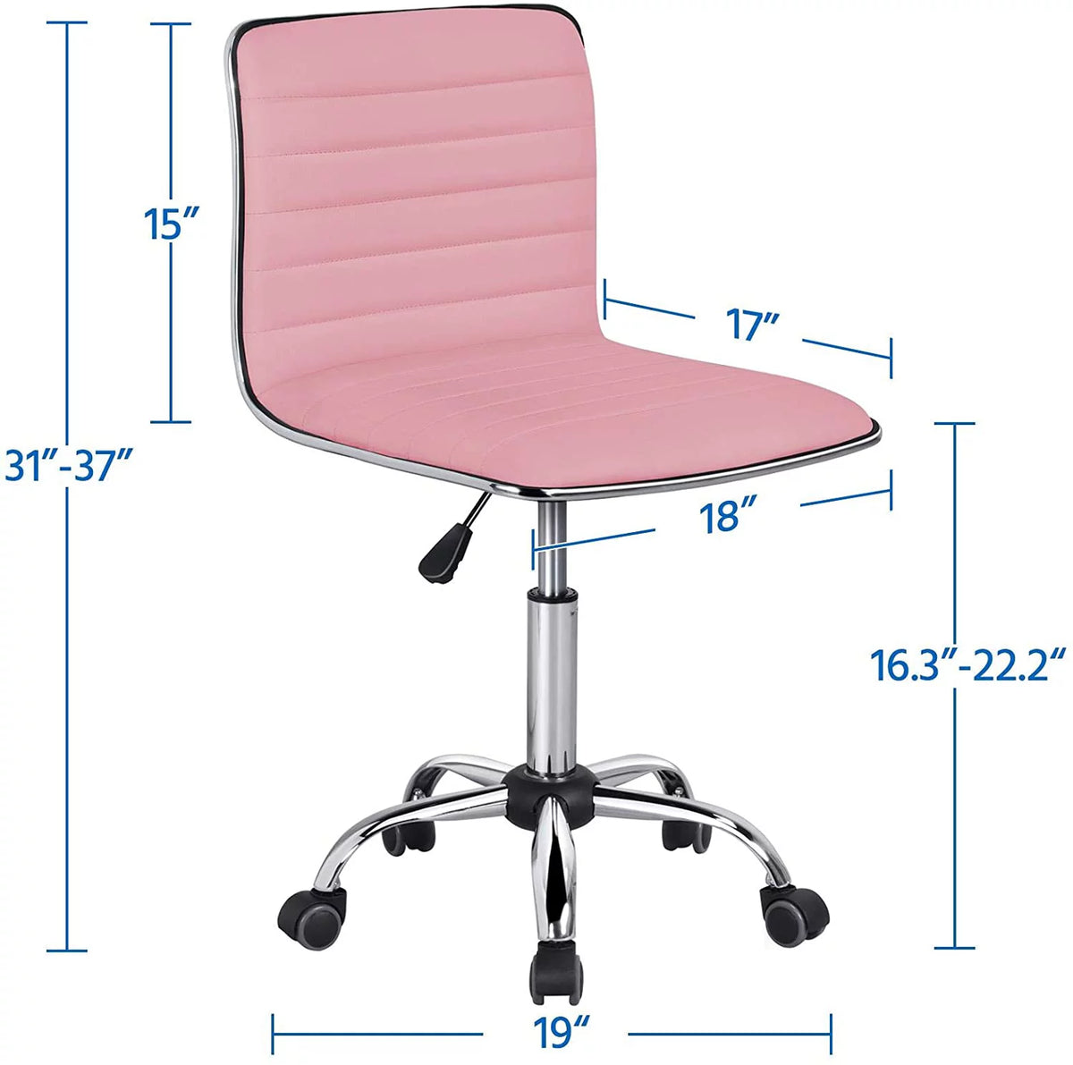 Pink PU Leather Armless Office Chair with Wheels U271