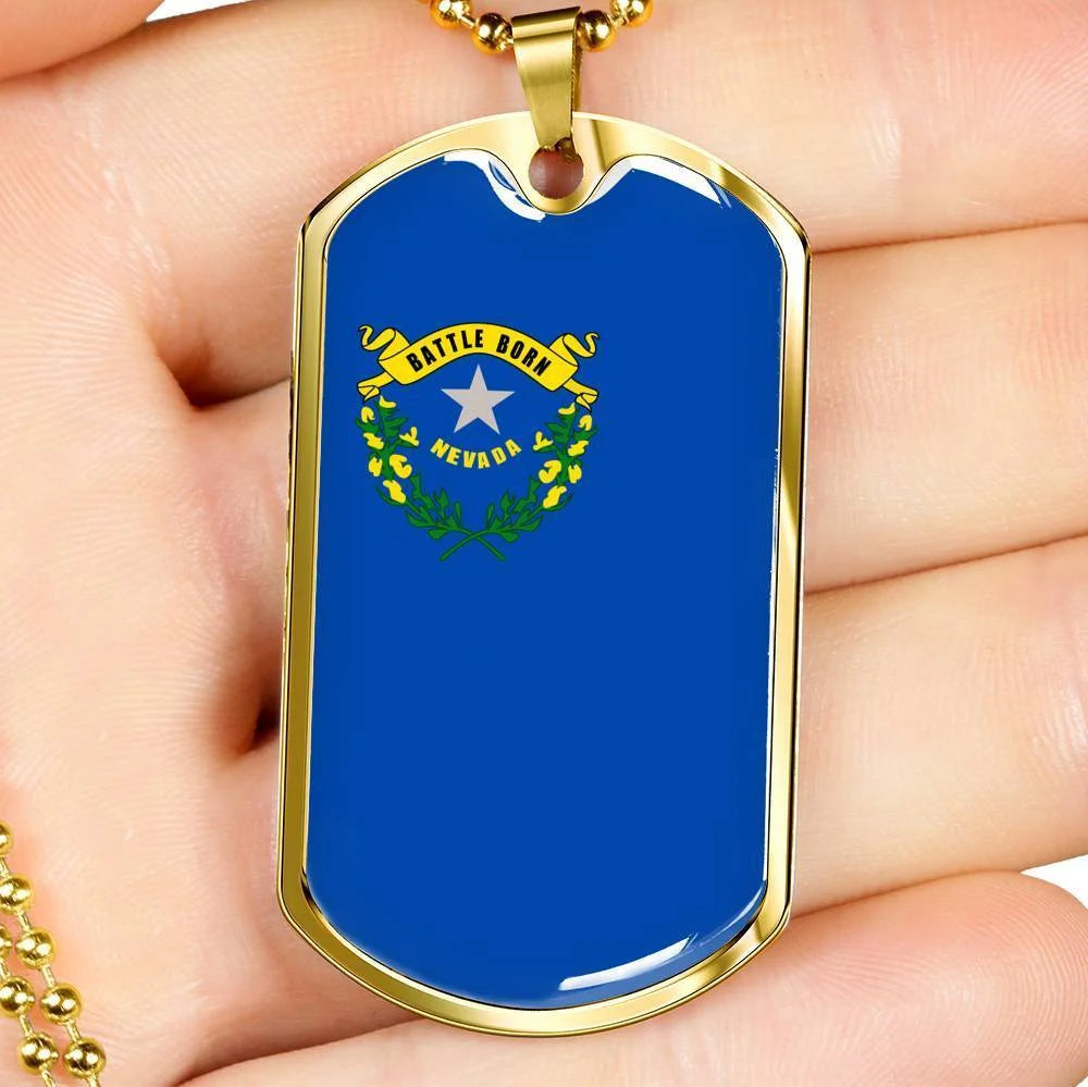 Stainless Steel or 18k Gold Dog Tag Necklace V834