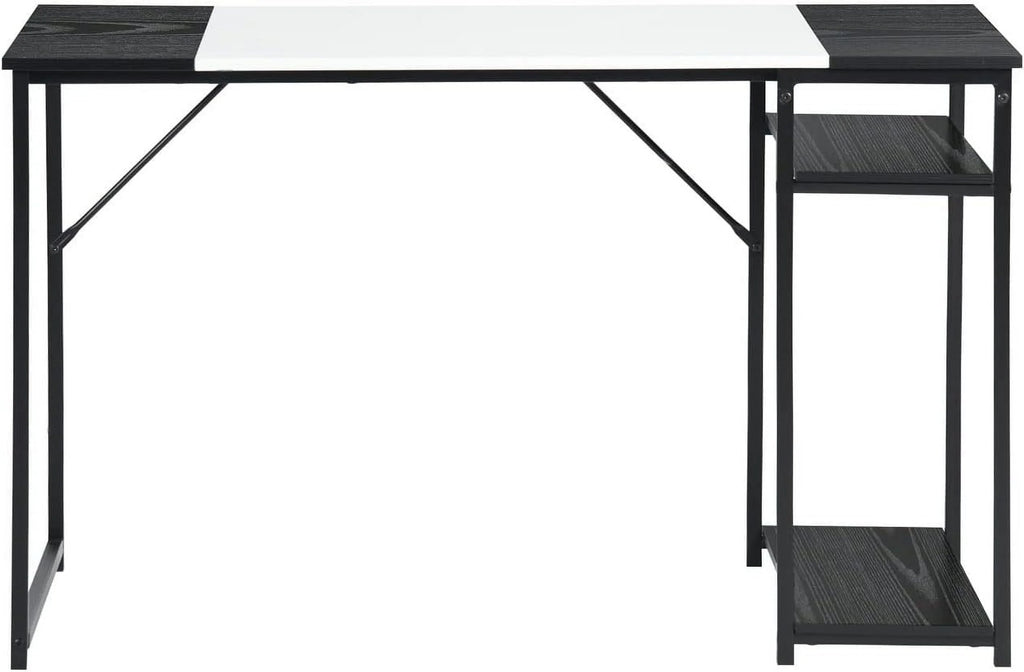 White 55.1 Inch Computer Desk with Shelves M121628