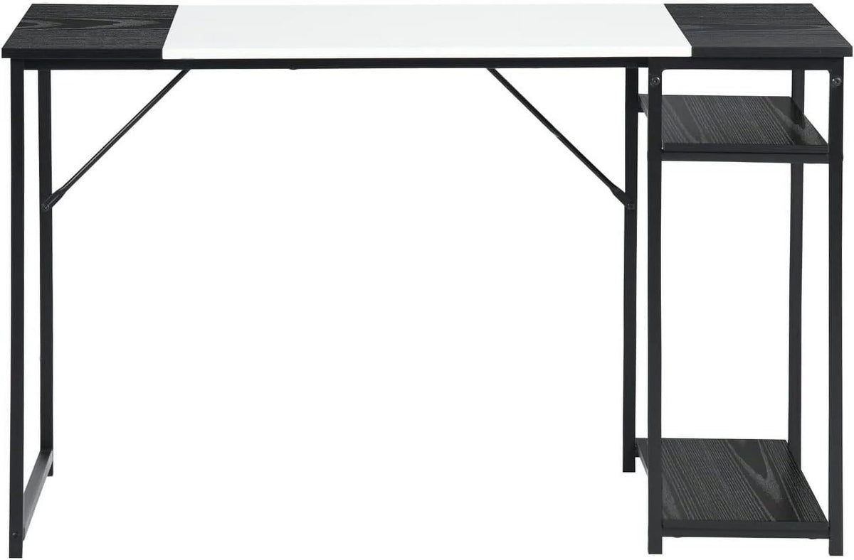 White 55.1 Inch Computer Desk with Shelves M121628