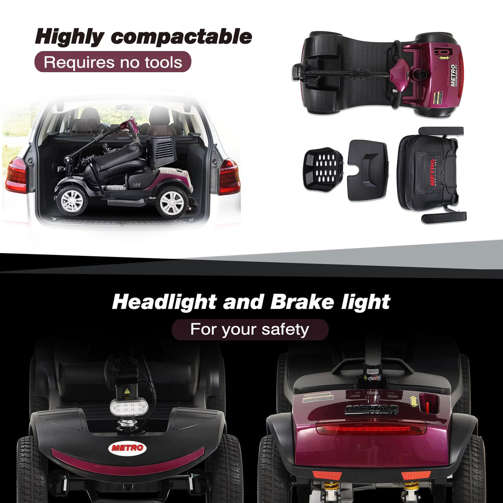 4 Wheels Compact Folding Mobility Scooter with Swivel Seat W67108