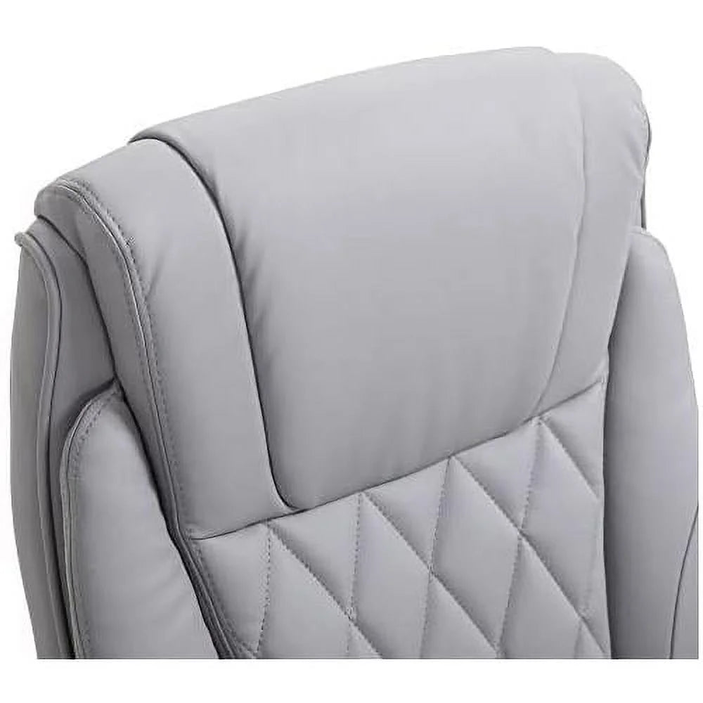 Grey Faux Leather Ergonomic Home Office Chair W7515