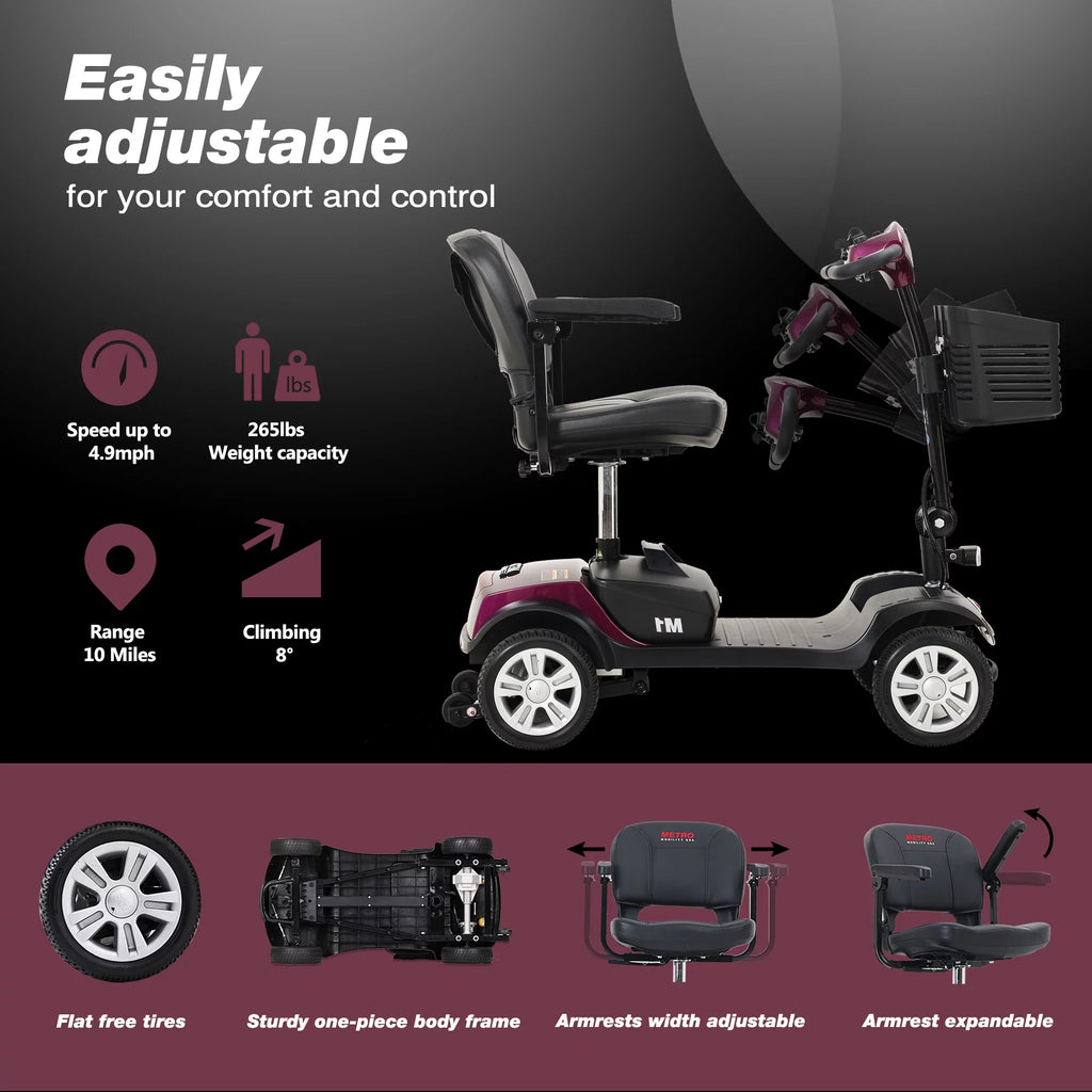 4 Wheels Compact Folding Mobility Scooter with Swivel Seat W67108