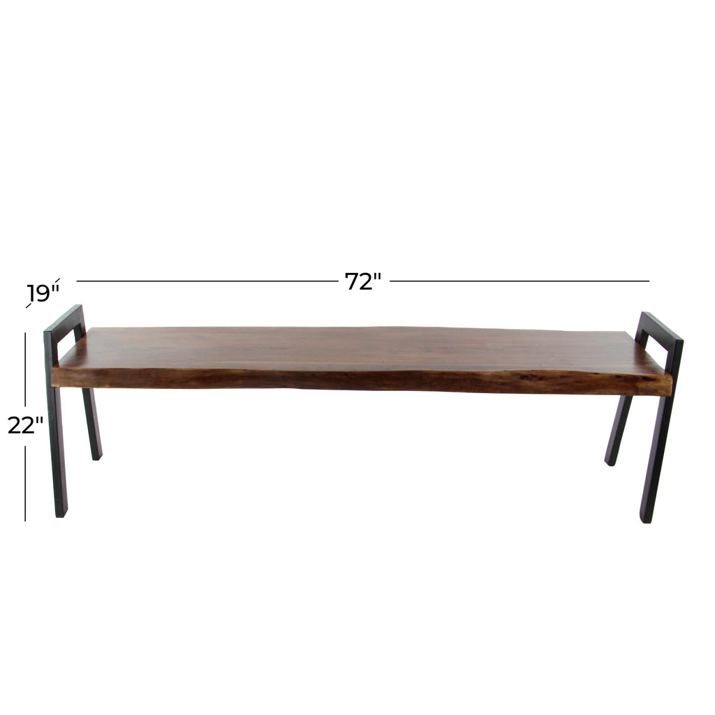 Wood Live Edge Top Bench O3601