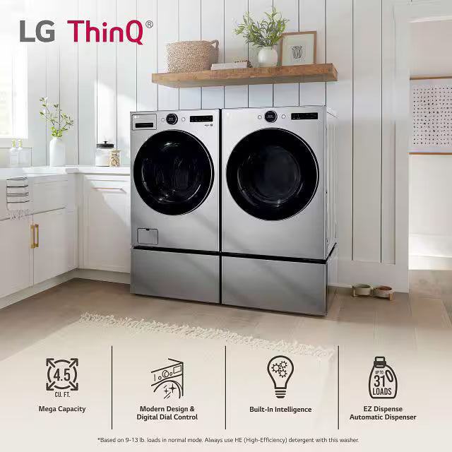 4.5 cu. ft. Stackable Smart Front Load Washer in Graphite Steel B7525