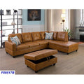 3 Piece Right Facing Sectional Sofa Set with Ottoman Faux Leather U172