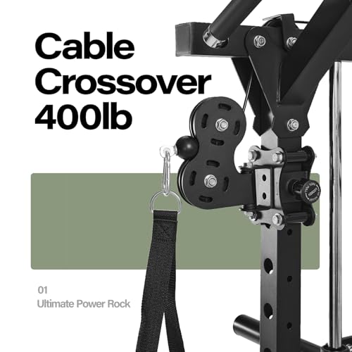 Smith Machine Squat Rack with Weight Bar, LAT Pull-Down & Cable Crossover R46489