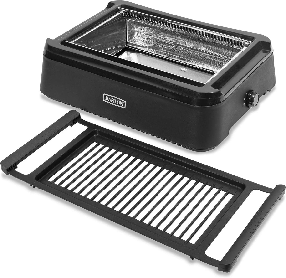 Electric Smokeless Indoor Infrared BBQ Grill with Non-Stick Grate and Drip Tray, Black F93214