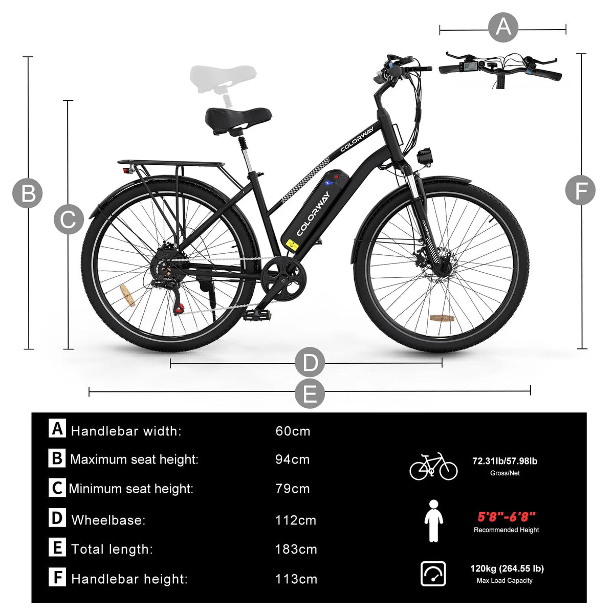 500W Electric Bike 36V 12Ah 7 Speeds F652