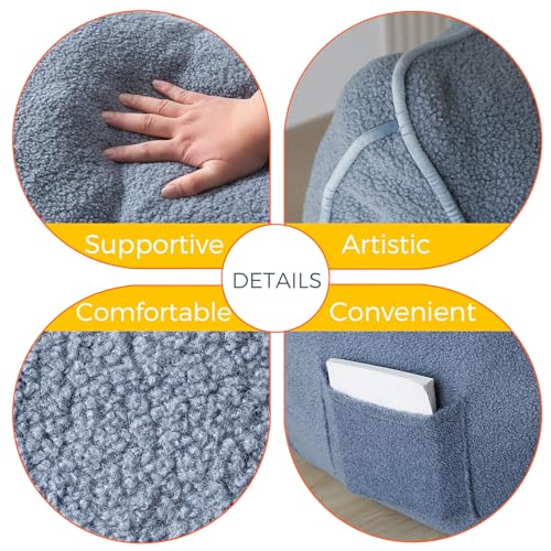 Beige Large Fluffy Bean Bag Chair with Armrest V68222