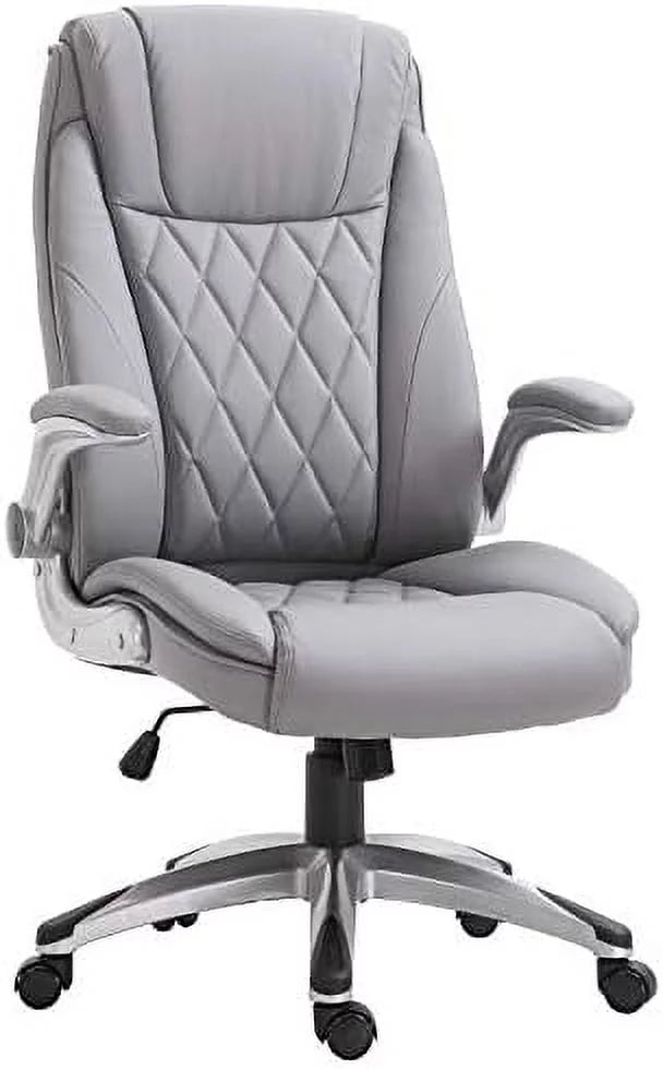 Grey Faux Leather Ergonomic Home Office Chair W7515