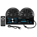 Single Din Bluetooth Marine Stereo with 6.5 Inch Speakers and Antenna Q15346