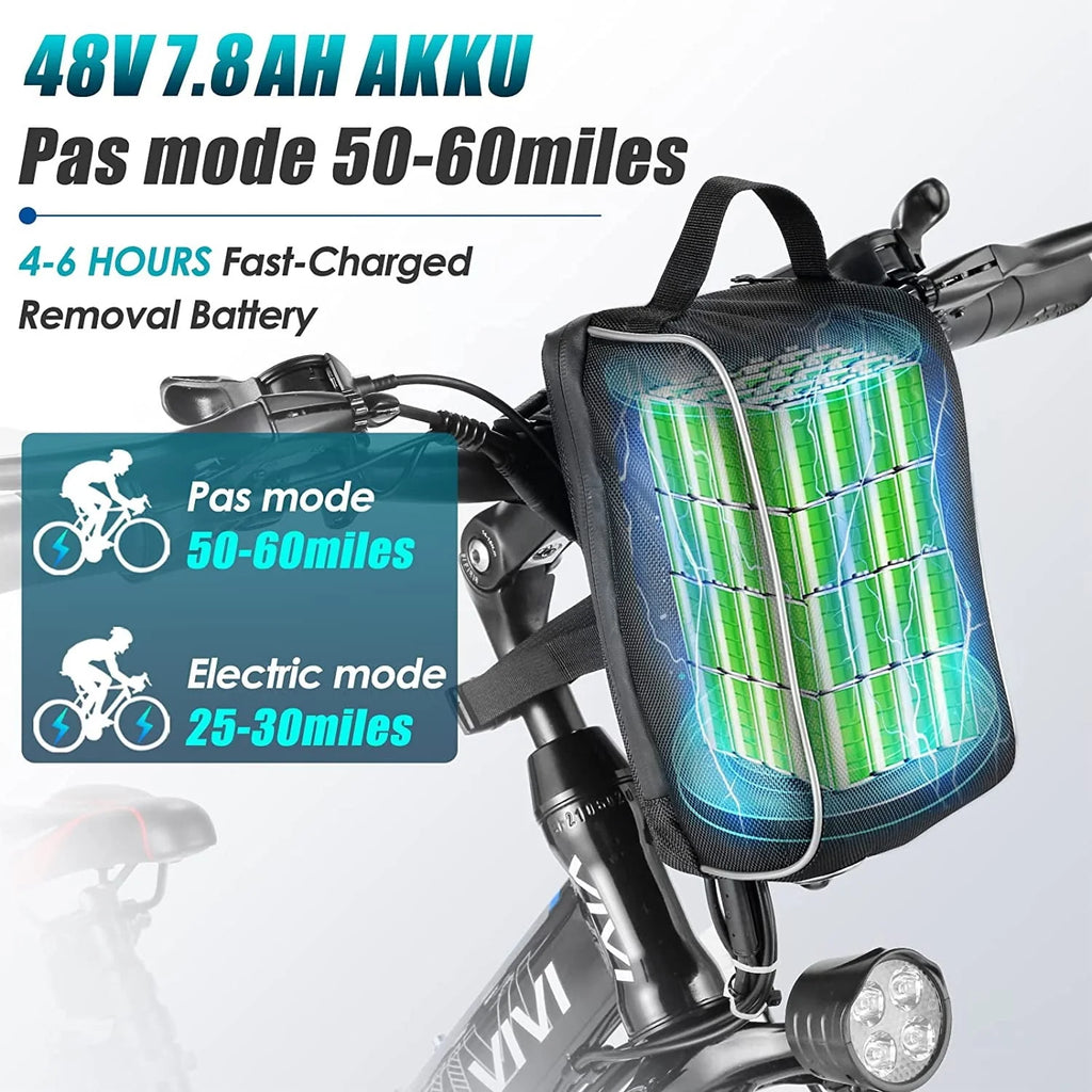 26'' Folding Electric Mountain Bike 500W 21 Speed 48V Removable Battery M769