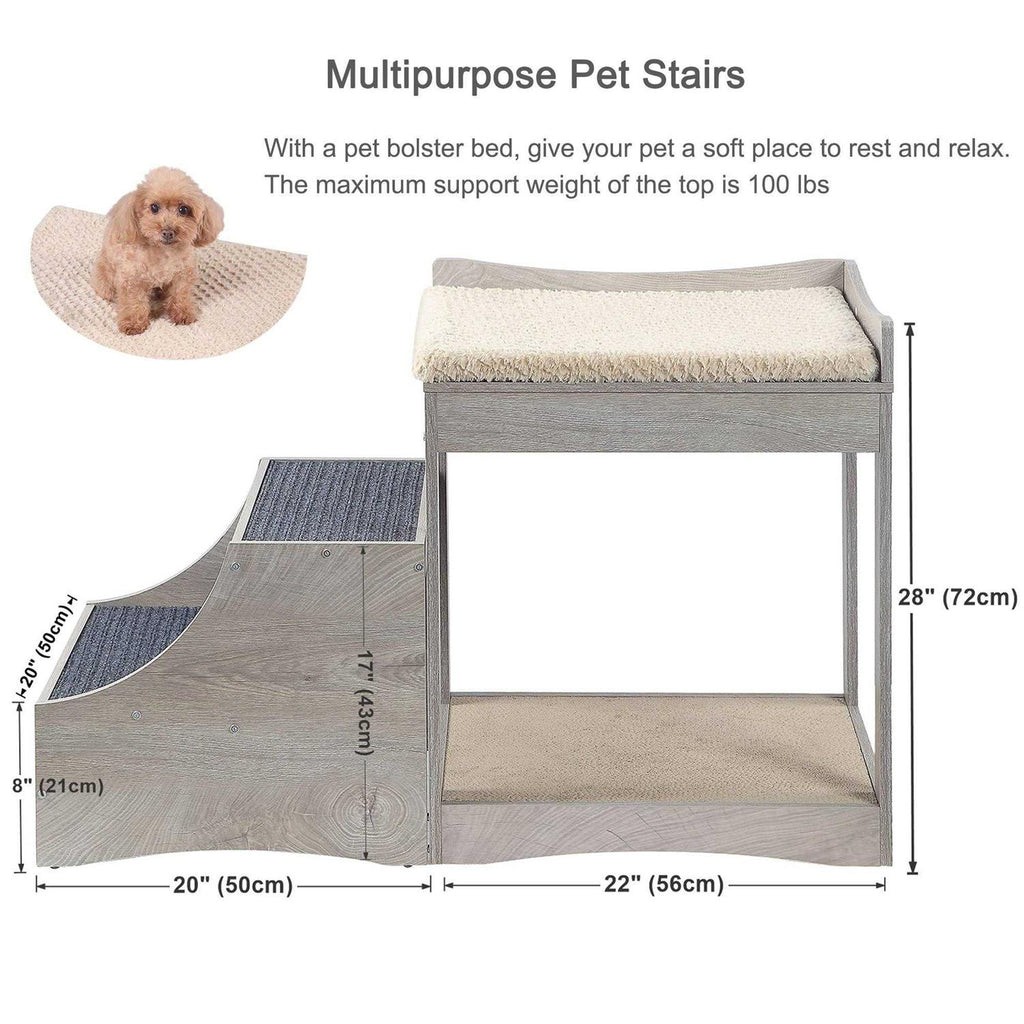 Pet Bunk Bed with Removable Step and Cushion O19567