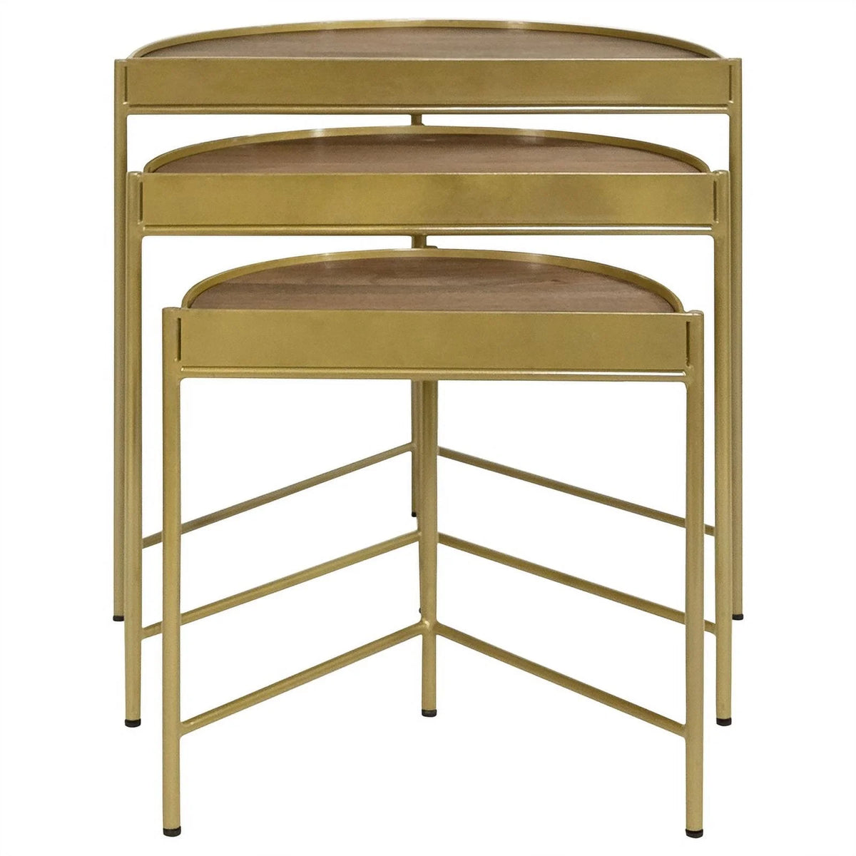 3-Piece Metal Nesting Table Brown and Gold V365437