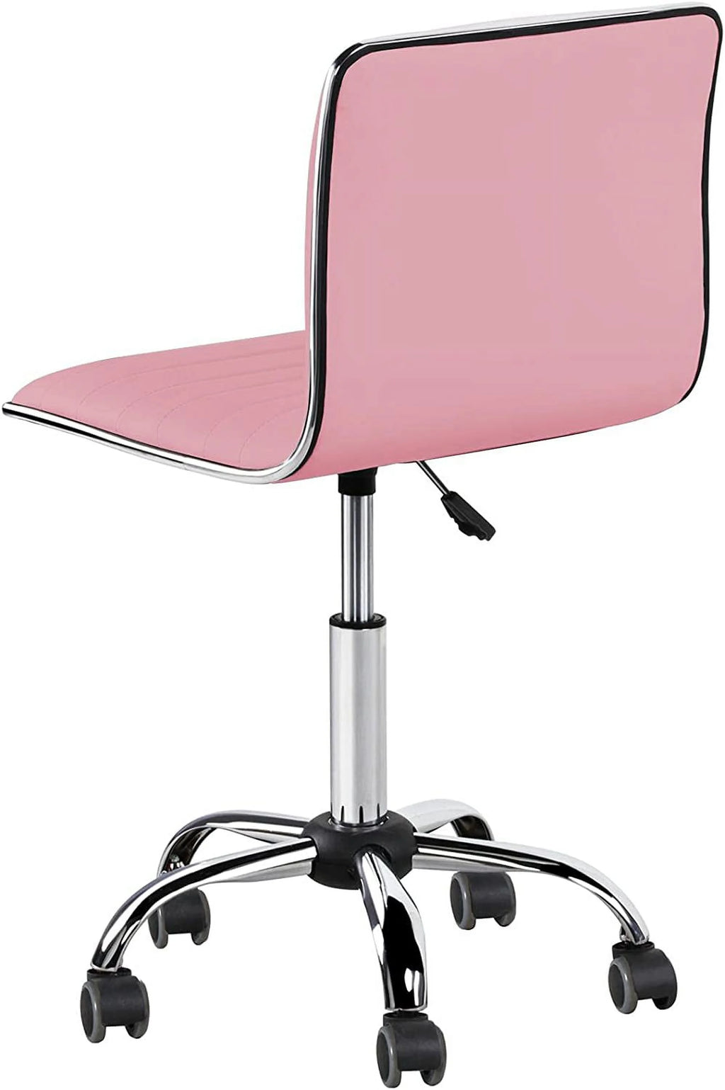 Pink PU Leather Armless Office Chair with Wheels U271