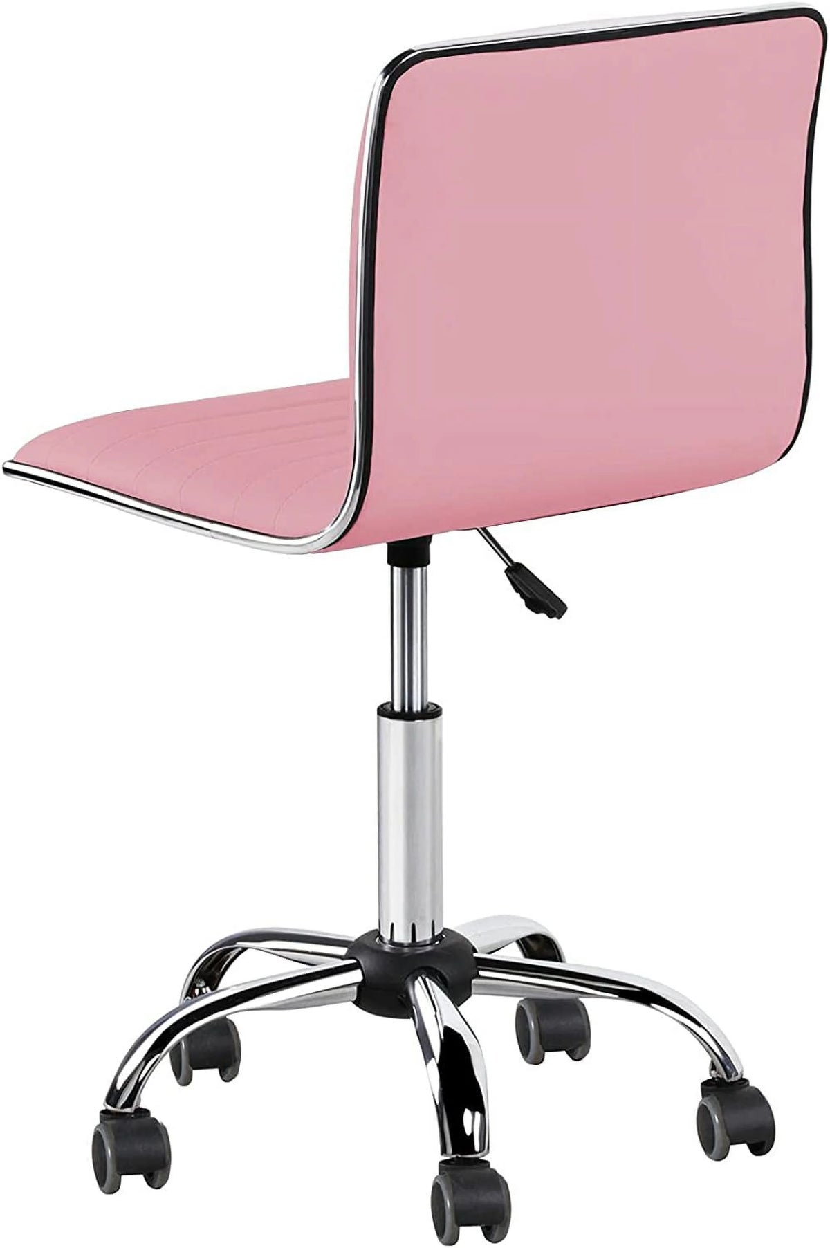 Pink PU Leather Armless Office Chair with Wheels U271