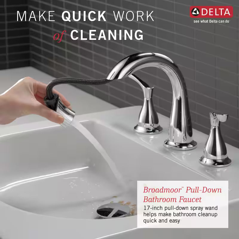 8 in. Widespread 2-Handle Bathroom Faucet with Pull-Down Spout in Chrome C43660