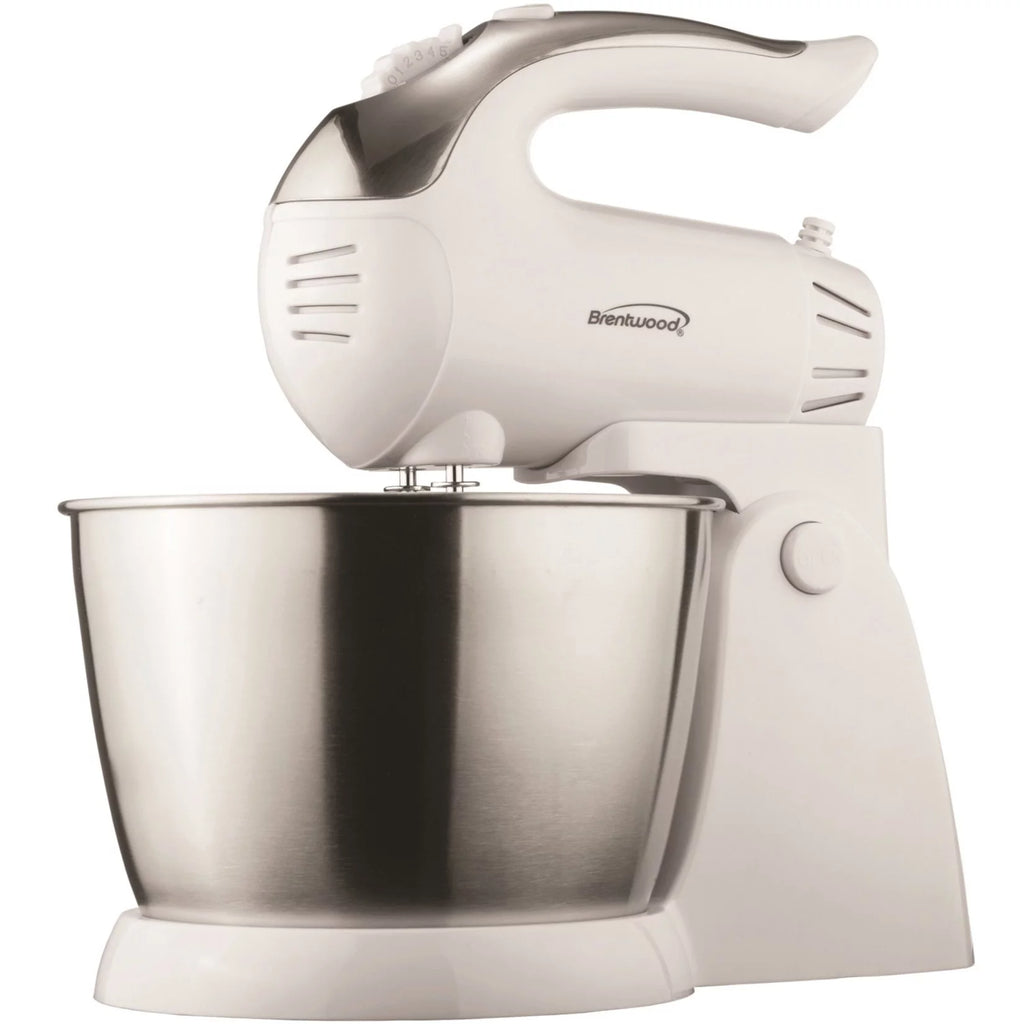 5 Speed Stand Mixer with Stainless Steel Bowl in White Z35613