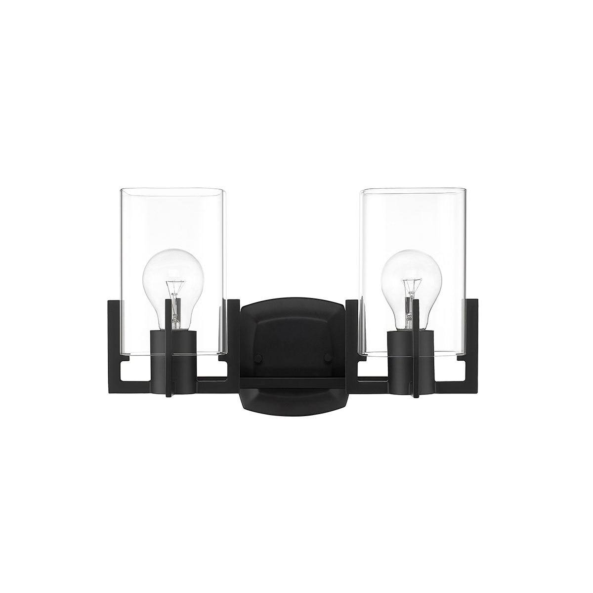 2 Light Matte Black Bathroom Vanity Light P27331
