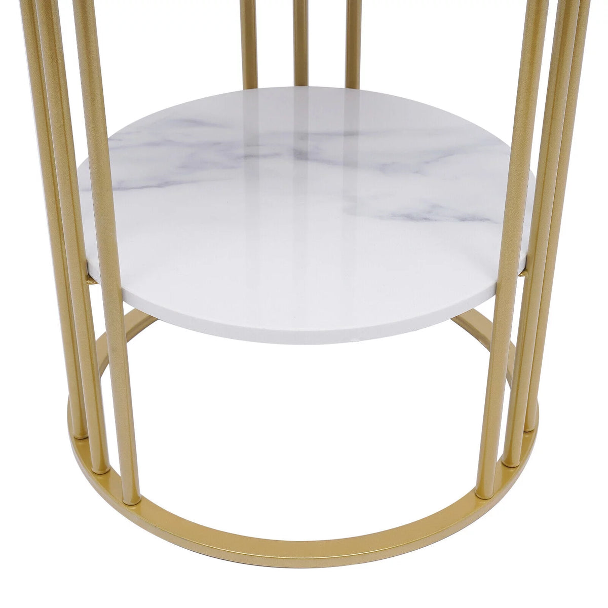 Round Marble 2 Tier Gold Metal Accent Table X197