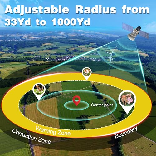 Wireless Dog Fence System, Rechargeable IPX6 Waterproof Collar, 33Yd-1000Yd Range V58437