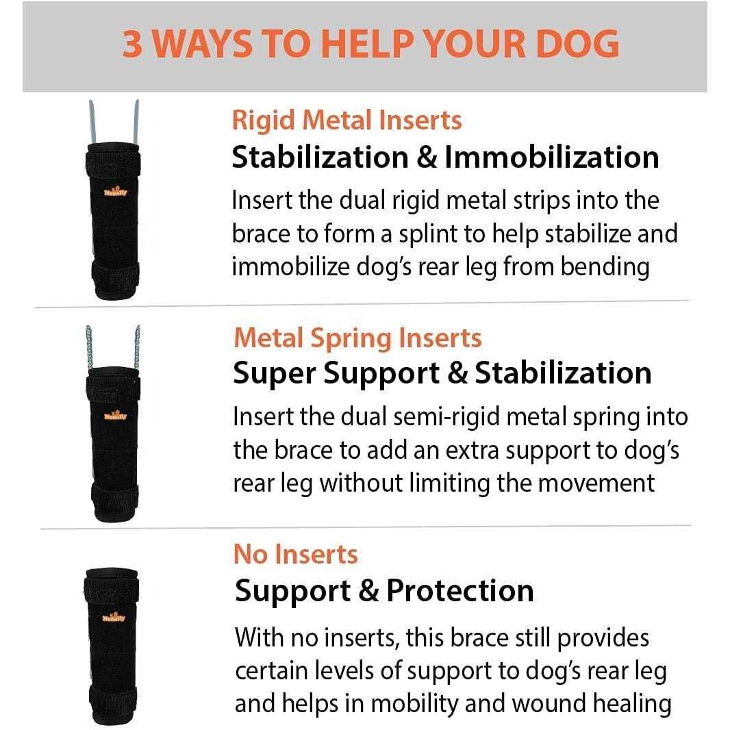 3-in-1 Long Rear Leg Support Dog Splint Braces B11838