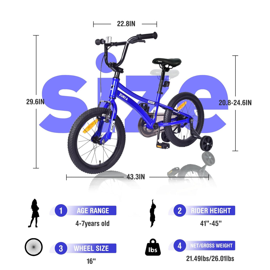 Blue 16 Kids Bike with Auxiliary Wheel V908876