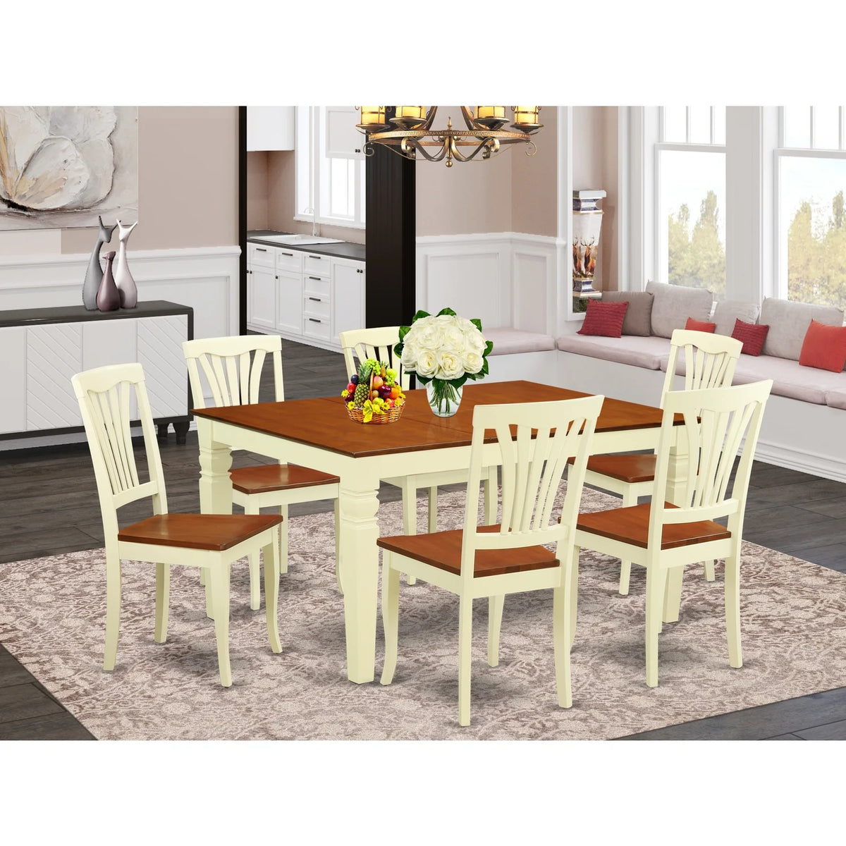 7 Piece Wood Kitchen Table Set L426904
