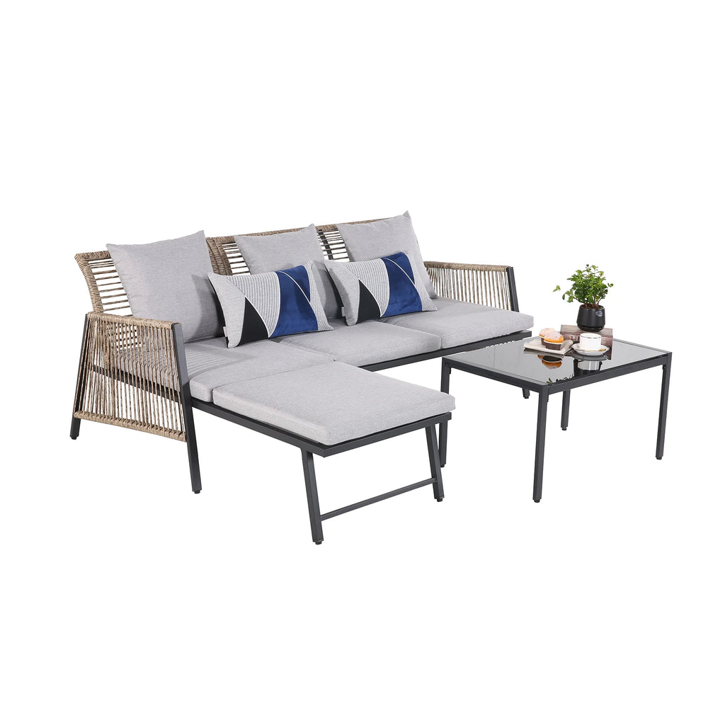 3 Pieces All Weather Patio Sofa Z865