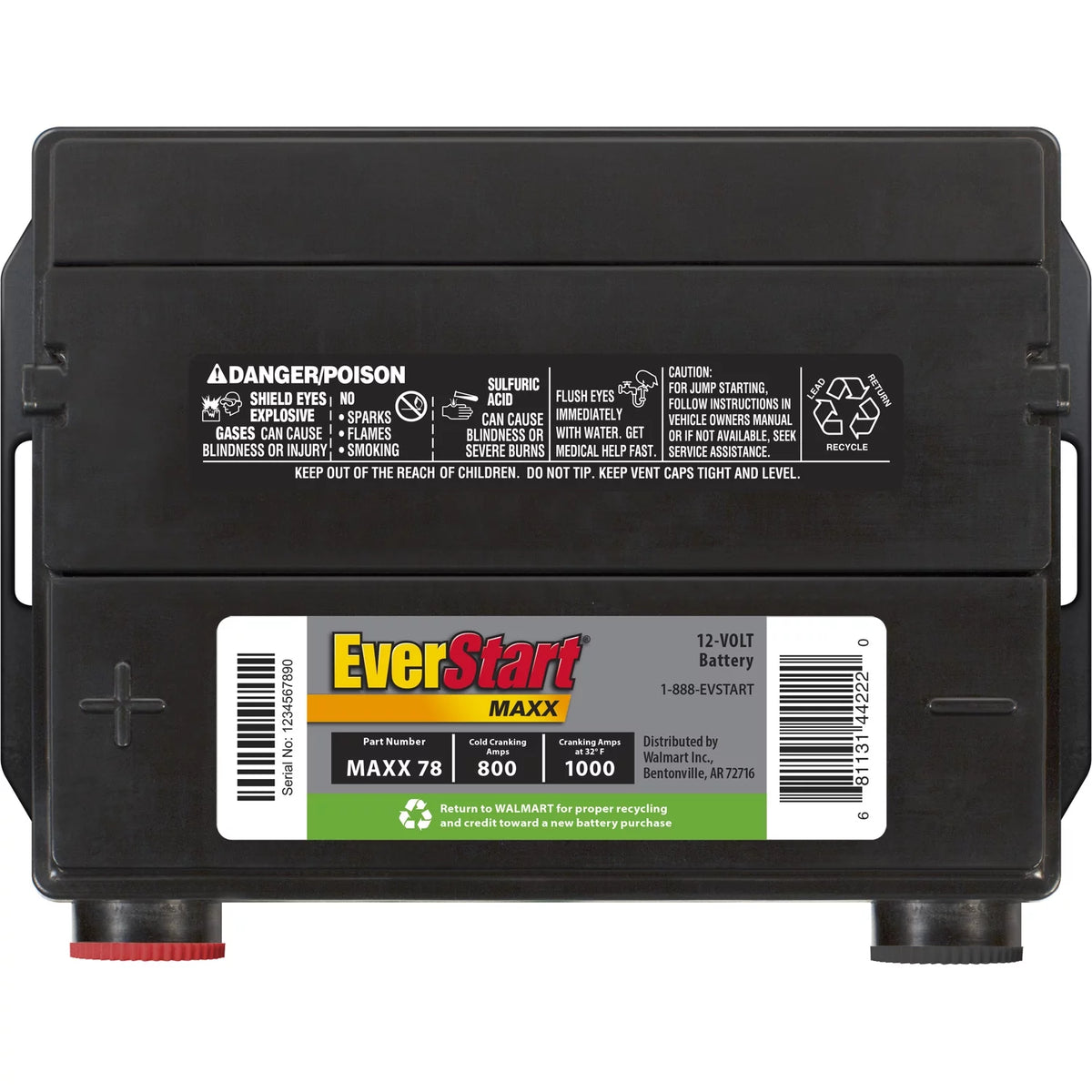 Lead Acid Automotive Battery, Group Size 78 12 Volt, 800 CCA N485582