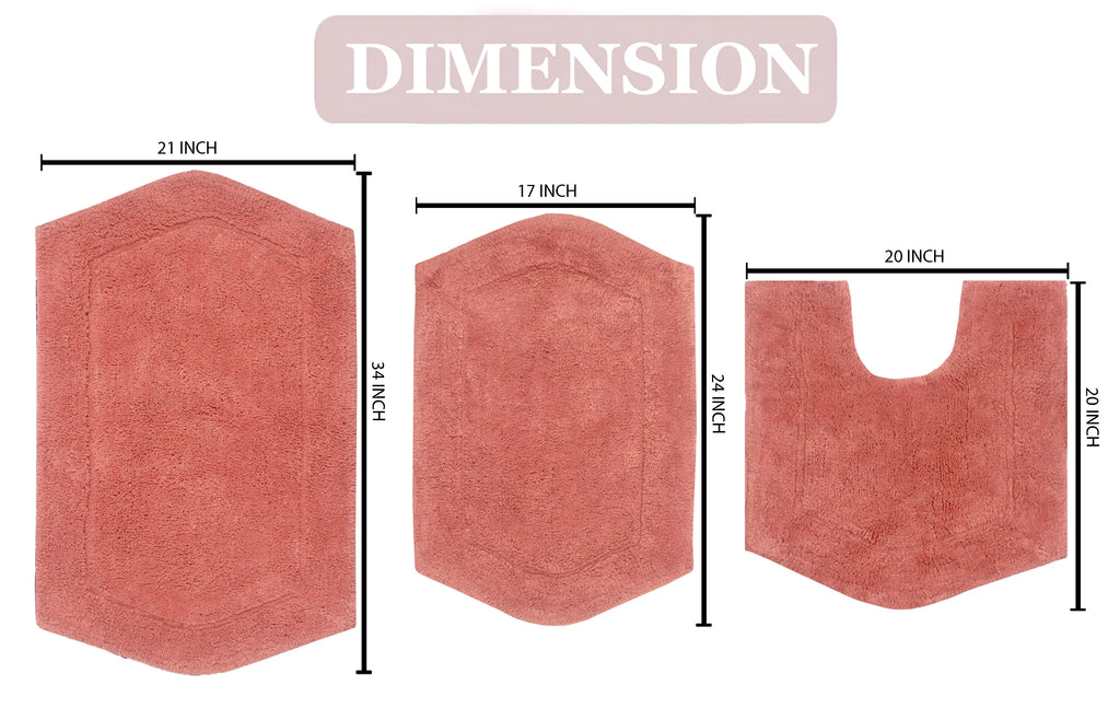100% Cotton Tufted Non-Slip Bath Rug 3 Piece Set with Contour C405346