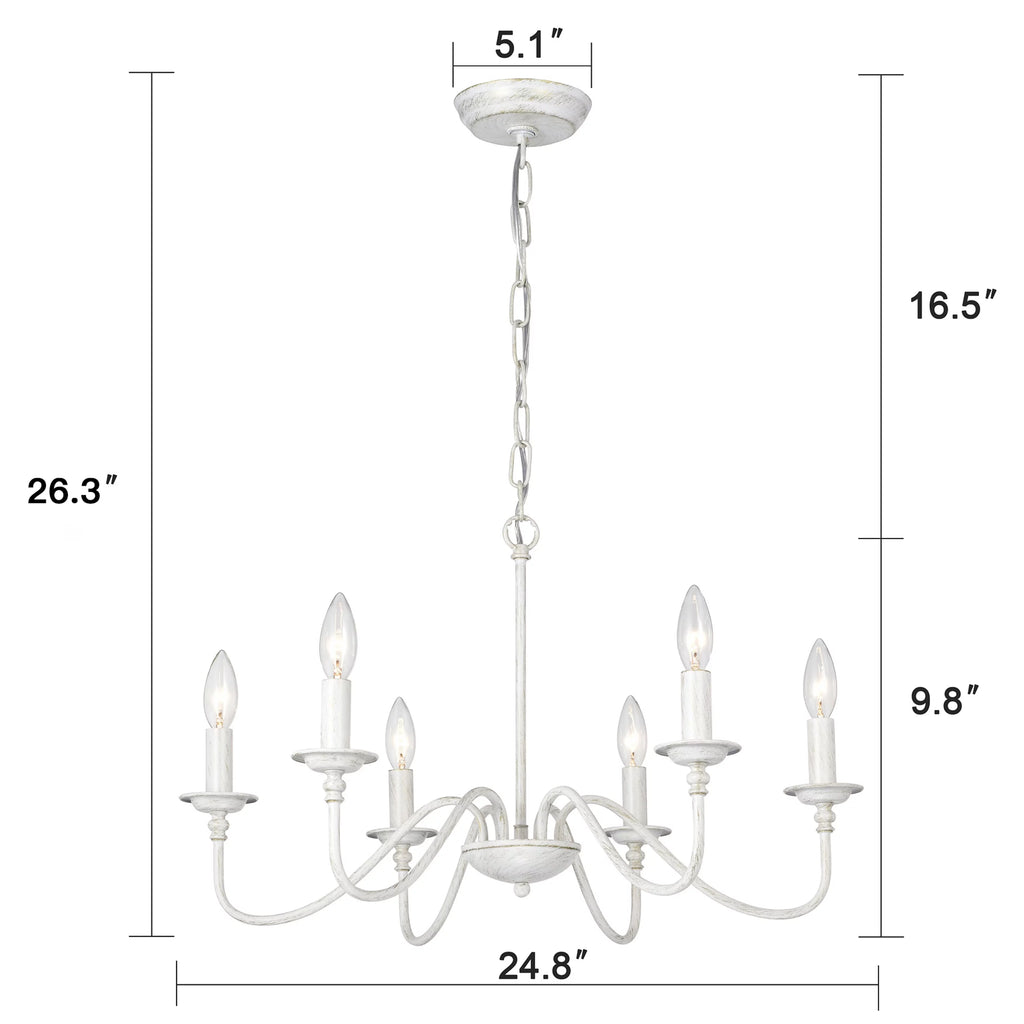 6-Light White Candle Chandelier E53097