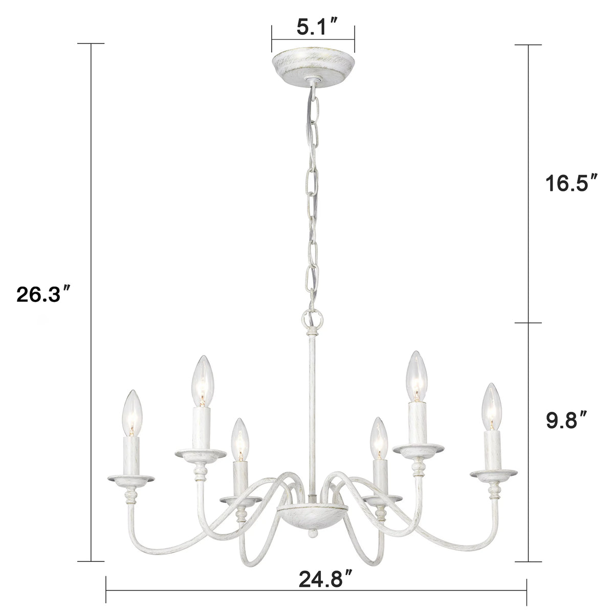6-Light White Candle Chandelier E53097